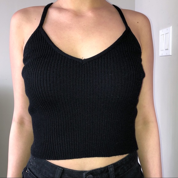 Black Stretchy Ribbed Tank Top - Picture 2 of 3